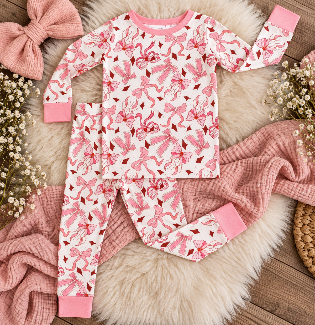 Pink Bow Two Piece Set